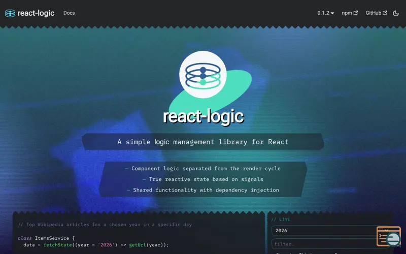 Screenshot of React-logic