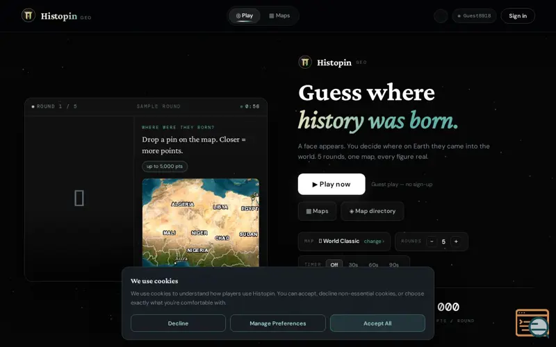 Screenshot of HistopinGEO