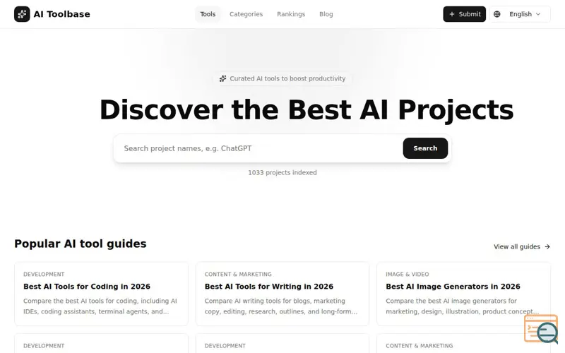 Screenshot of AI Toolbase, a launch using DeepLaunch
