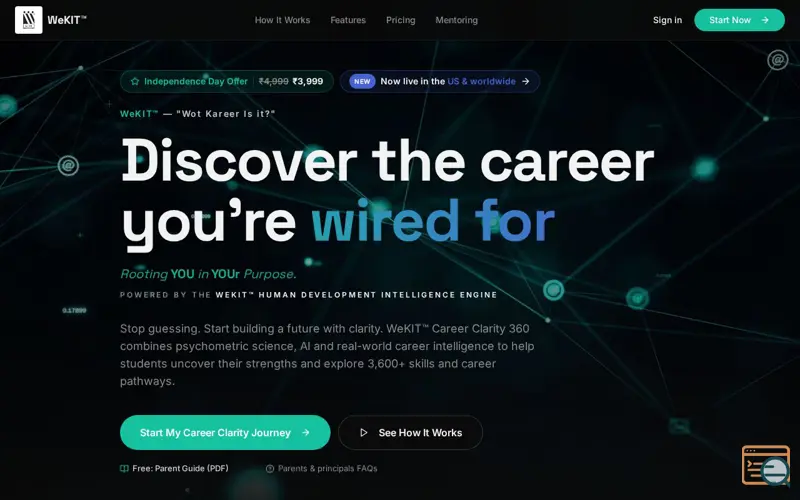 Screenshot of WeKIT™ Career Clarity 360, a launch using React Router