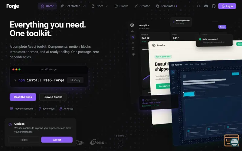 Screenshot of Forge, a launch using OVHcloud