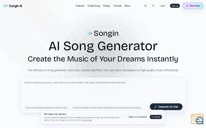 Screenshot of Songin AI, a launch using Sogou