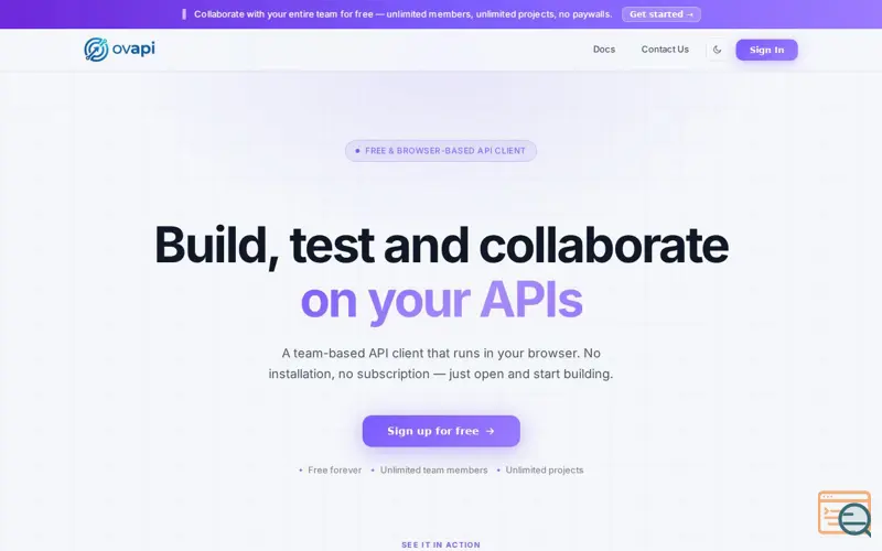 Screenshot of OVAPI — Free Browser Based API Client, a launch using Kurumsaleposta