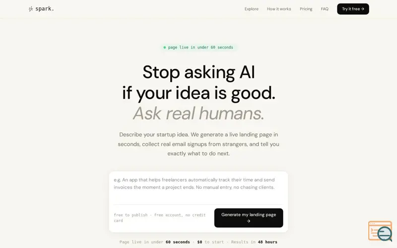 Screenshot of spark