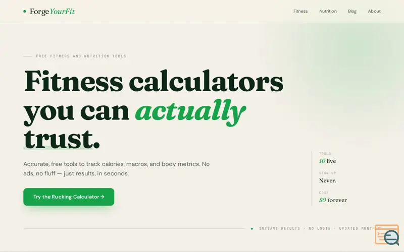 Screenshot of ForgeYourFit