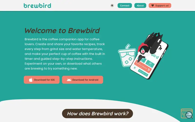 Screenshot of brewbird