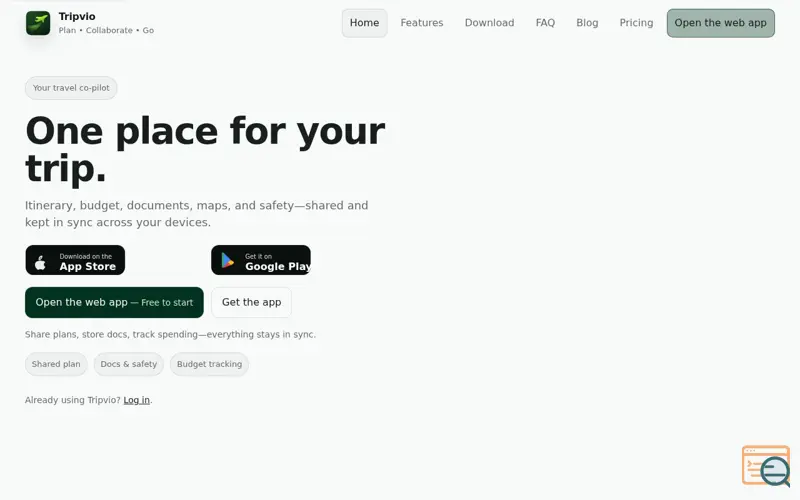 Screenshot of Tripvio