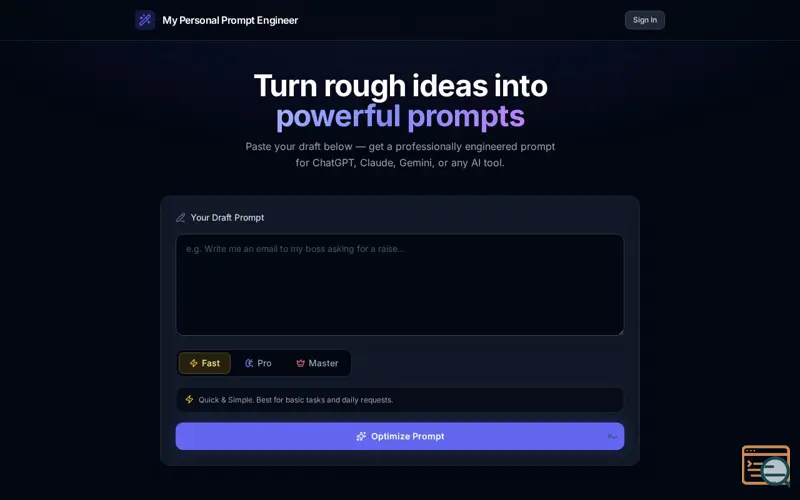 Screenshot of My Personal Prompt Engineer