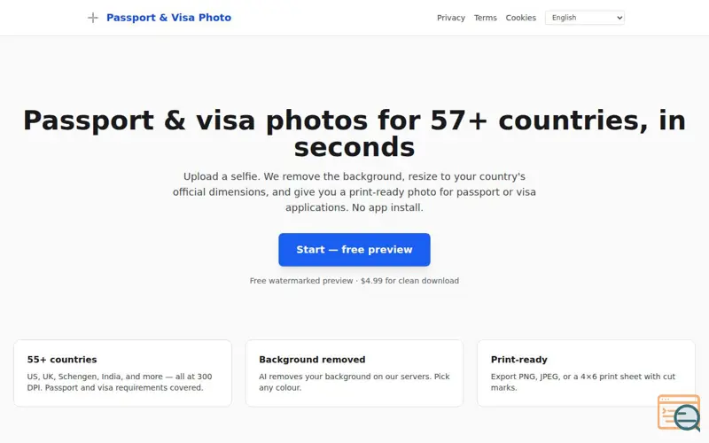 Screenshot of Passport Photo, a launch using Firebase App Hosting