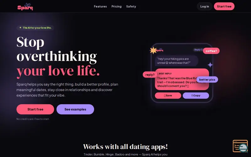 Screenshot of Sparq AI — The AI for your love life