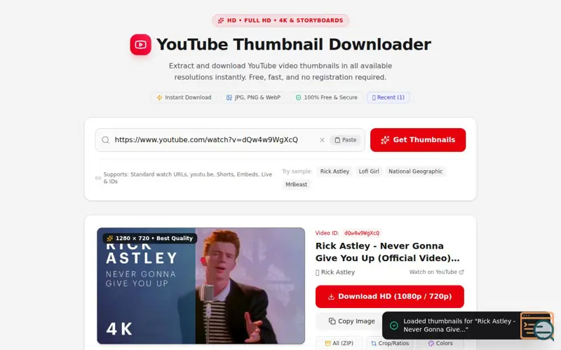Screenshot of YouTube channel download