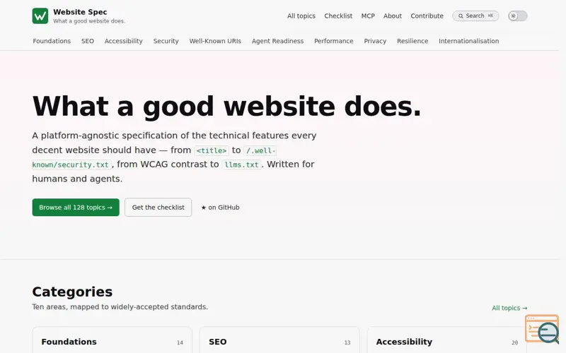 Screenshot of The Website Specification