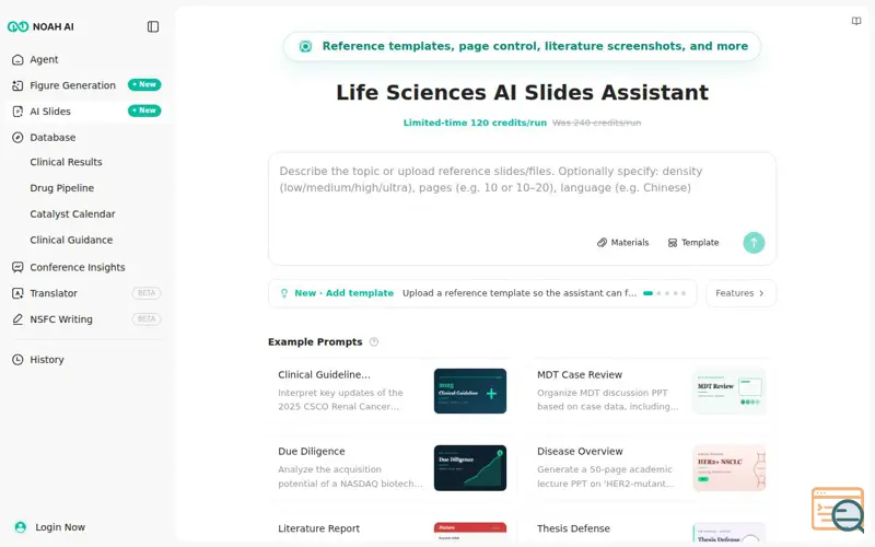 Screenshot of Noah AI Slides Feature