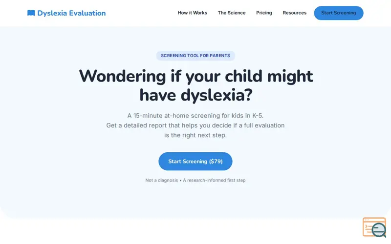 Screenshot of Dyslexia Evaluation