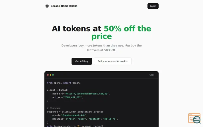 Screenshot of Second Hand Tokens