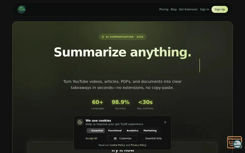 Screenshot of get TLDR