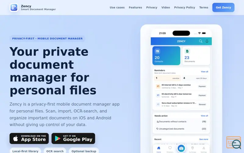 Screenshot of Zency