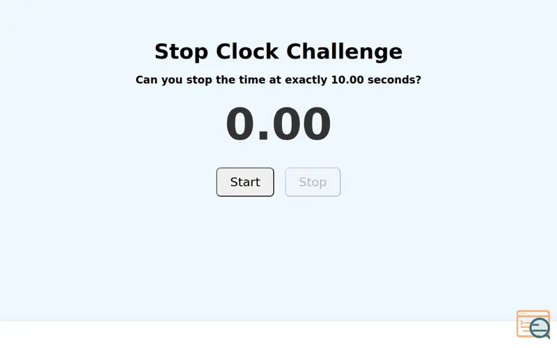 Screenshot of Stop Clock Challenge