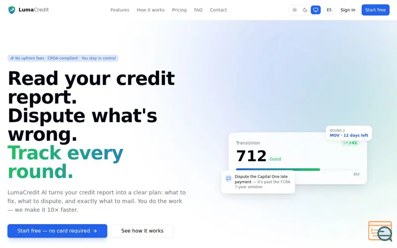 Screenshot of LumaCredit