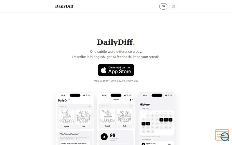 Screenshot of DailyDiff