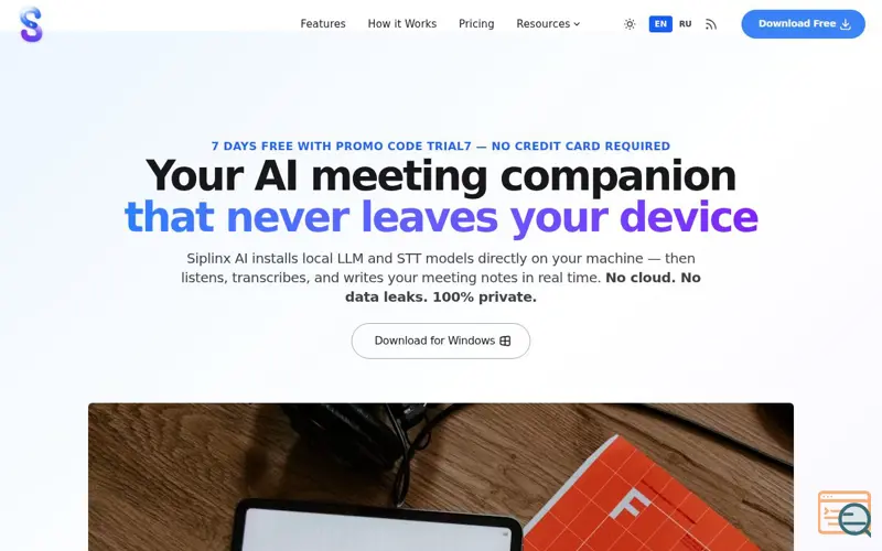 Screenshot of Siplinx AI Meeting Note for Zoom, Meet