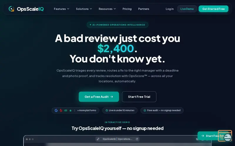Screenshot of OpsScaleIQ