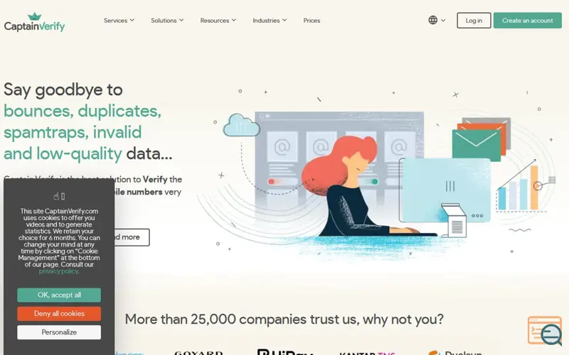 Screenshot of CaptainVerify, a launch using Tarteaucitron