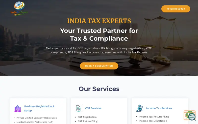 Screenshot of India Tax Experts