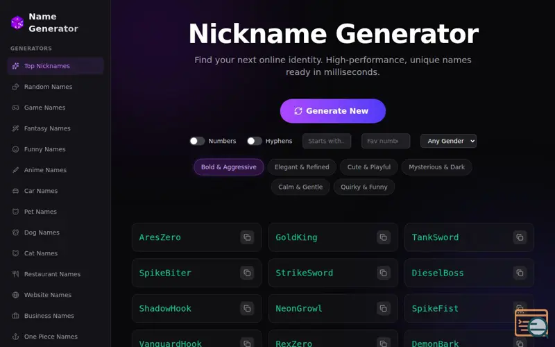 Screenshot of Name Generator