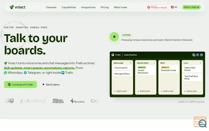 Screenshot of Voiact - Your Trello AI Coworker 