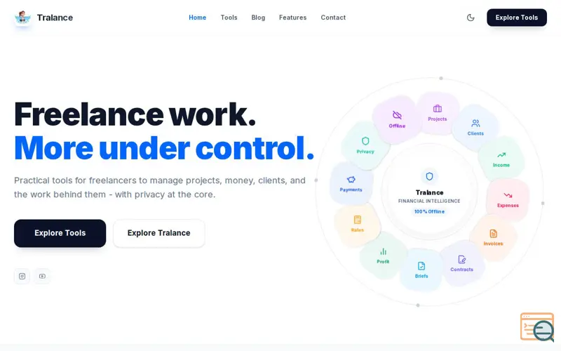 Screenshot of Tralance, a launch using Cloudinary