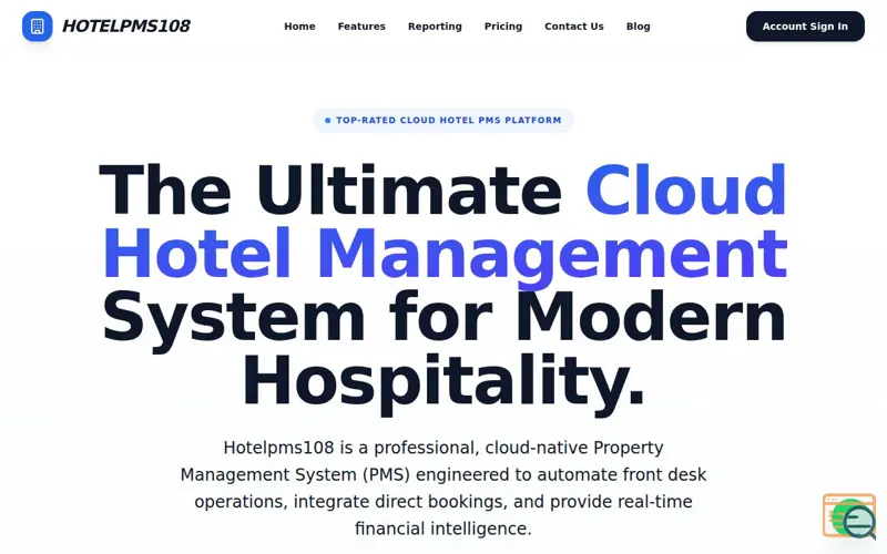 Screenshot of Hotelpms108 - Cloud Hotel PMS, a launch using WebHostBox