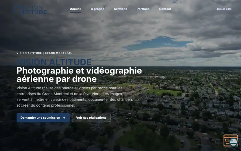 Screenshot of Vision Altitude | Drone commercial à Montréal et Grand Montréal