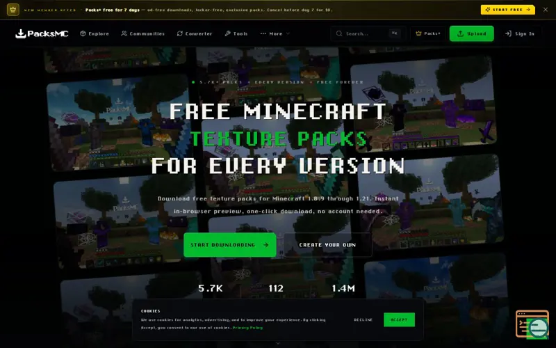 Screenshot of PacksMC