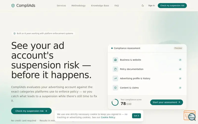 Screenshot of CompliAds