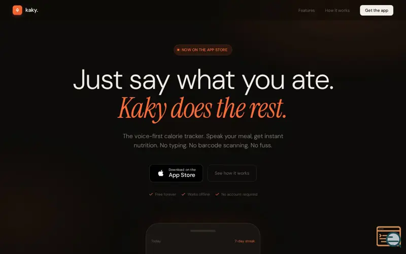 Screenshot of Kaky — Just say what you ate.