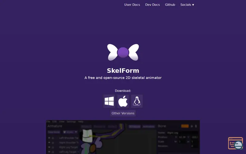 Screenshot of SkelForm