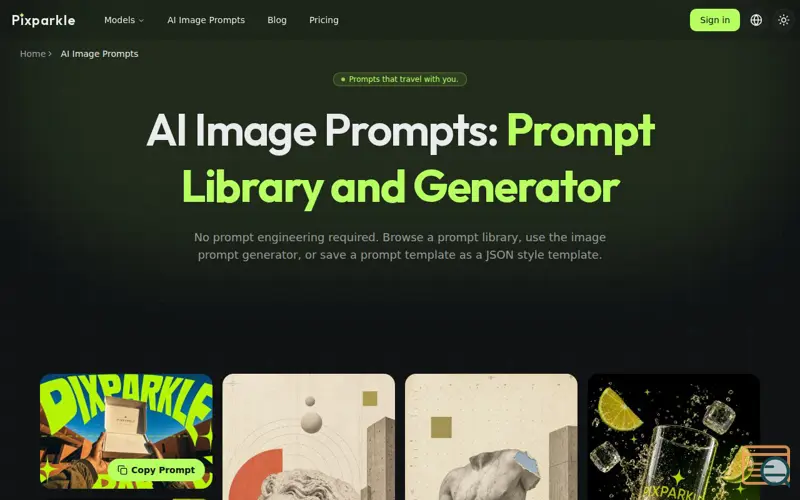 Screenshot of AI Image Prompts