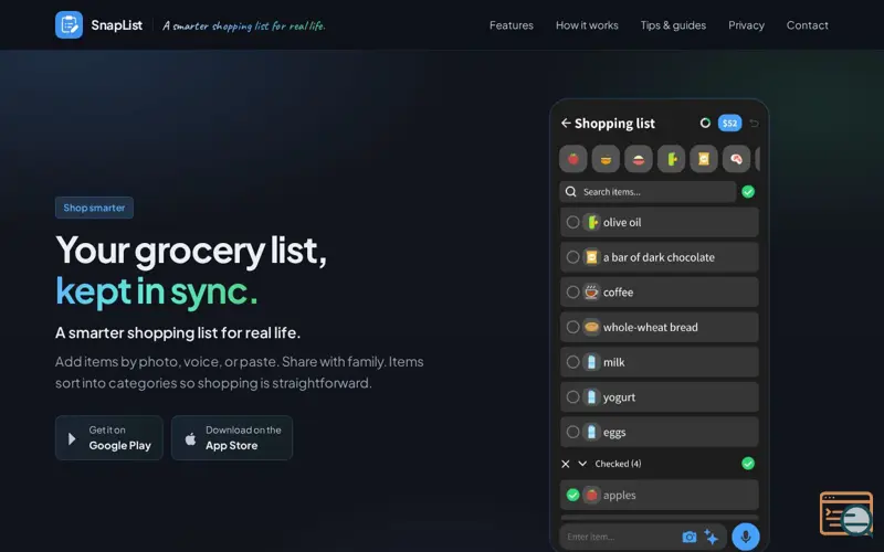 Screenshot of SnapList - Shopping list AI