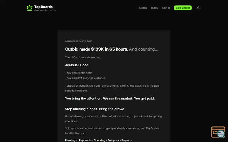 Screenshot of TopBoards