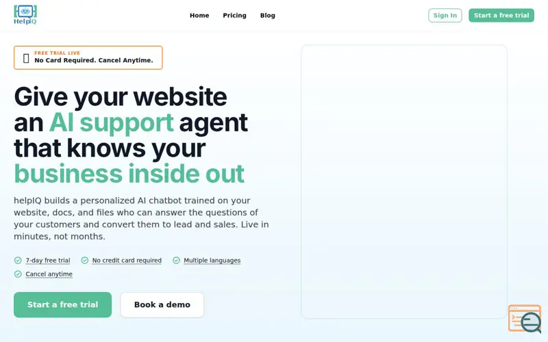 Screenshot of HelpIQ