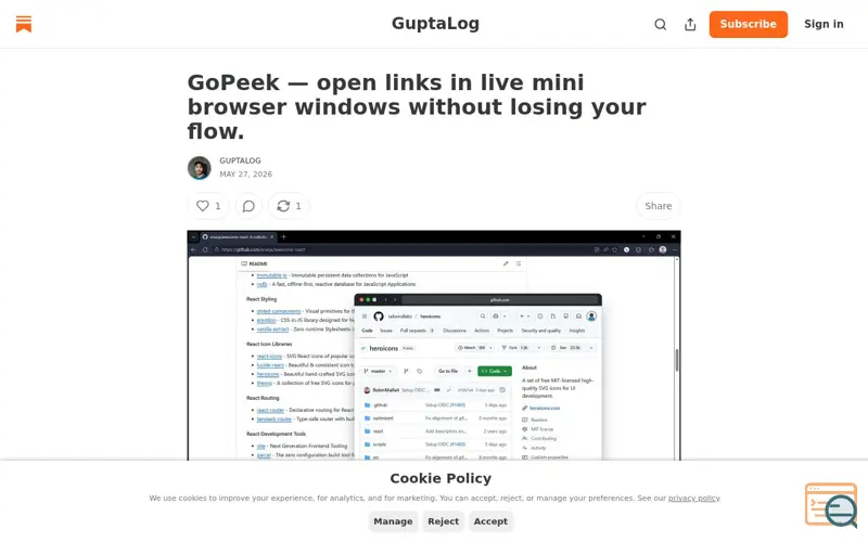 Screenshot of GoPeek