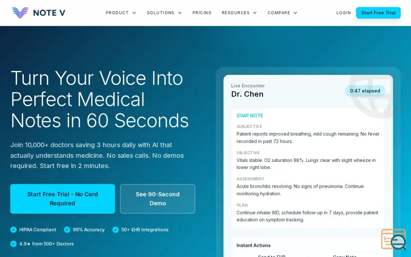 Screenshot of NoteV