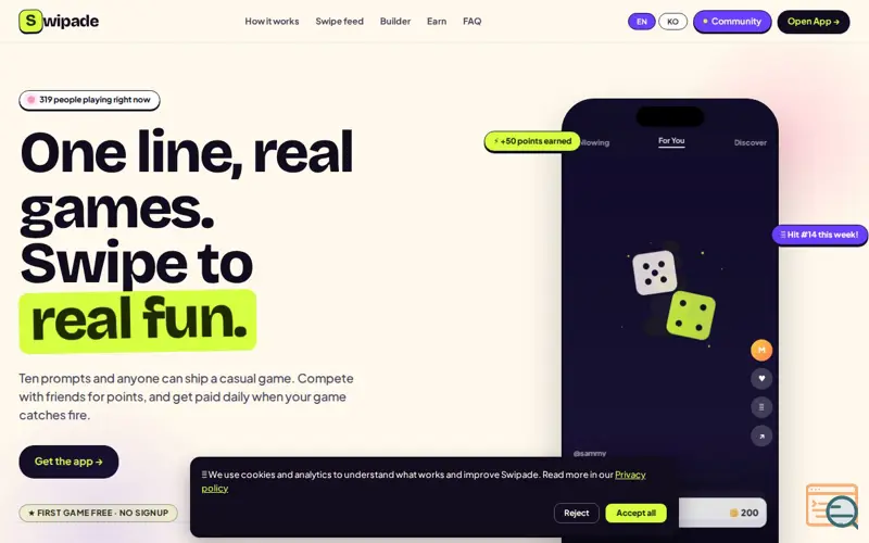 Screenshot of Swipade