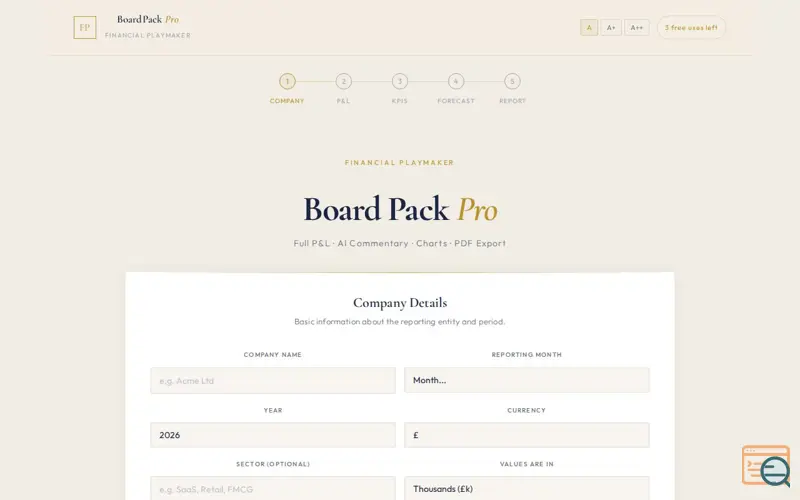 Screenshot of Board Pack Pro