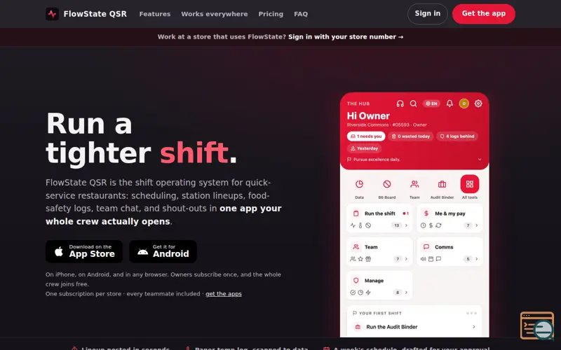 Screenshot of FlowState QSR
