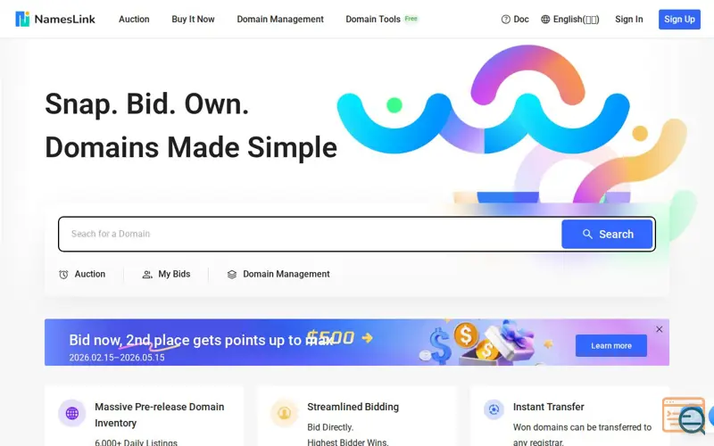 Screenshot of NamesLink