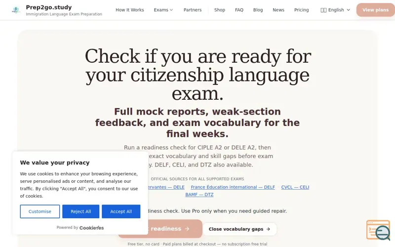 Screenshot of Prep2go.study