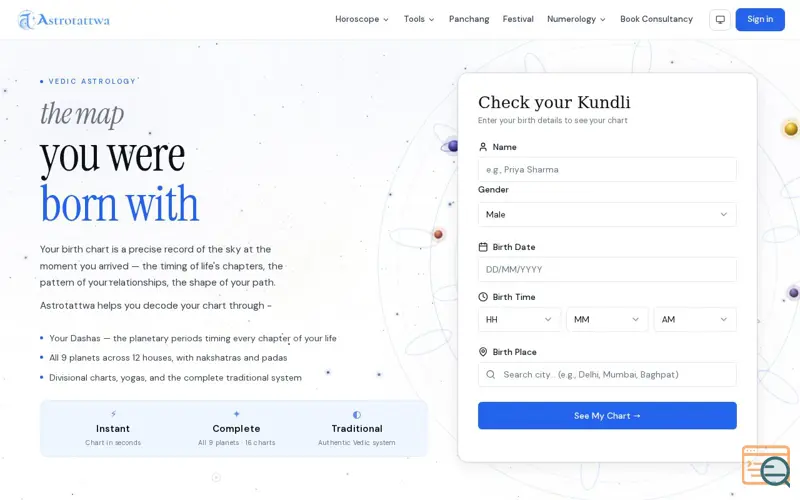 Screenshot of Astrotattwa