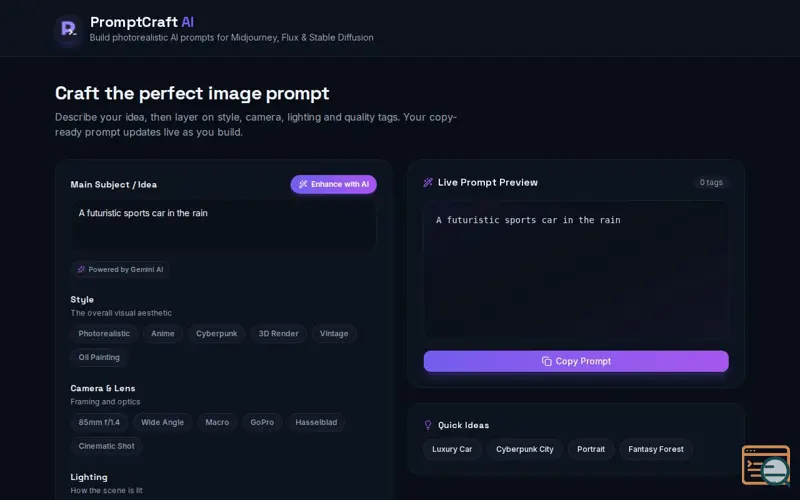 Screenshot of PromptCraft AI